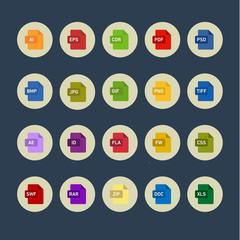 Icons graphics packages programs into flat style