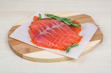Sliced salmon
