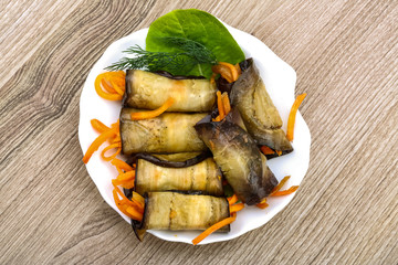 Eggplant rolls with carrot