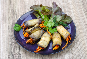 Eggplant rolls with carrot