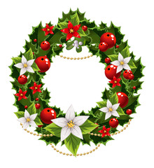 Christmas green and red embellishment with the decorative garlan