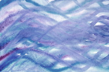 Blue and purple waves in watercolor