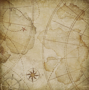 Fototapeta old pirates map illustration