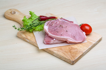 Raw pork steak