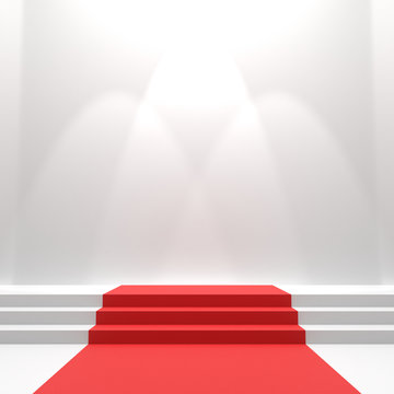 Red carpet on stairs. 