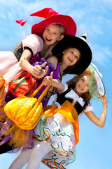 Three Cute Witches with Thumbs Up