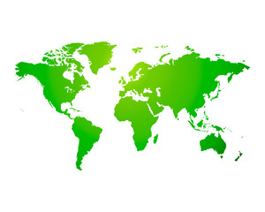World Map political green on an isolated background. Vector
