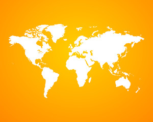 World Map political white on an orange background. Vector
