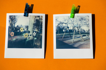 Vintage polaroid snapshots of orange background © mark_110