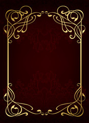 Luxury classic golden frame on a dark background. - 91077728