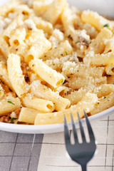 Penne with tomatos and parmesan cheese