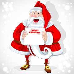Cute Santa Claus hold banner