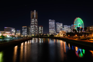 Skyscrapers at Minatomirai, Yokohama at night