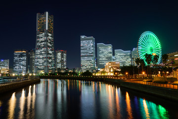 Skyscrapers at Minatomirai, Yokohama at night