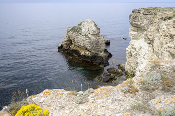 Seascape rocky shore.