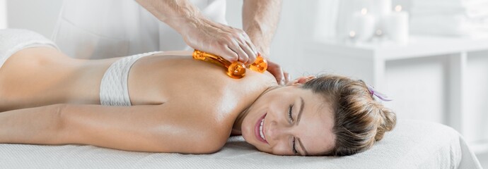 Young woman during body treatment