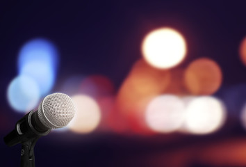 Microphone on stage background