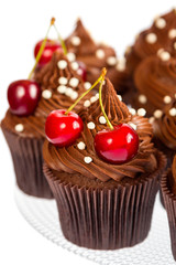 Chocolate cupcakes with cherry