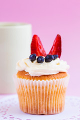 Homemade Cupcake with berries