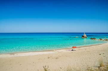 Fototapeta na wymiar Avali beach, Lefkada island, Greece. Beautiful turquoise sea on the island of Lefkada in Greece. Avali Beach
