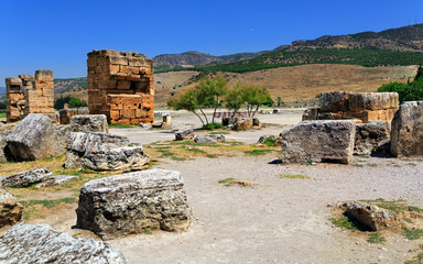 The ruins of the ancient city Hierapolis (Pamukkale). Turkey