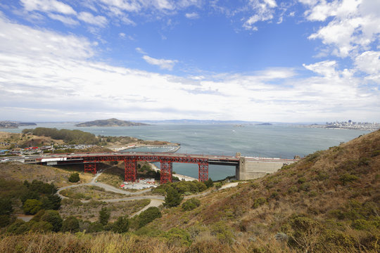 Scene by the Golden Gate Bridge San Francisco CA