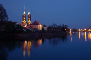 View to Wroclaw at night.
