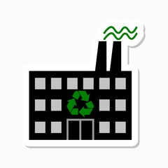 Fototapeta premium Industrial factory icon with a recycle sign sticker