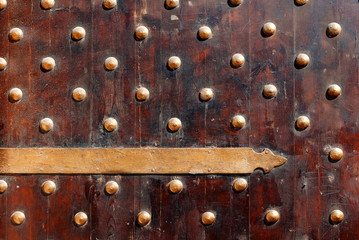 Oldfashioned wooden door. Gate of fort Qaitbay. Alexandria, Egypt