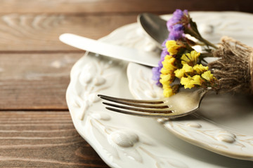 Summer table setting  in rustic style.