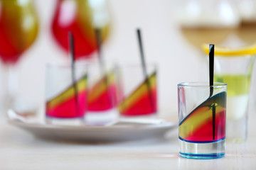 Jelly desserts on light background