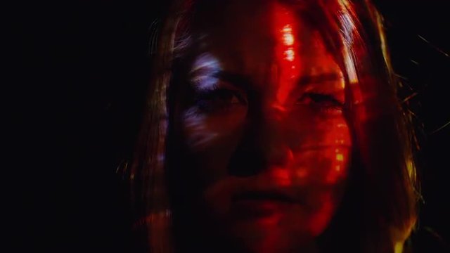 Close up shot of projections on woman‰Ûªs face / Cedar Hills, Utah, United States