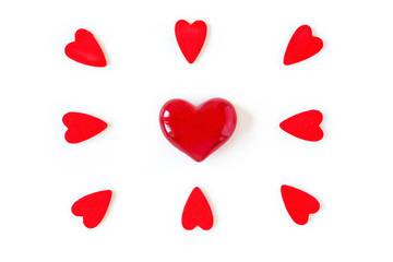 Fototapeta na wymiar red hearts for valentine's day and love