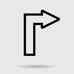 Flat line arrow icon for web and user interface design