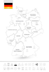 Outline map of Germany with nuclear power plants