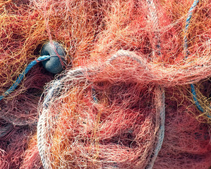 Close up shot of fishermen's net
