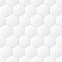 White tiles, hexagons, vector illustration, seamless pattern