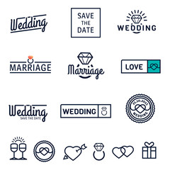 Obraz premium Wedding set icons and logos