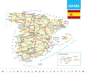 Fototapeta premium Detailed map of Spain