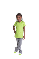 Portrait of a school aged child isolated on white