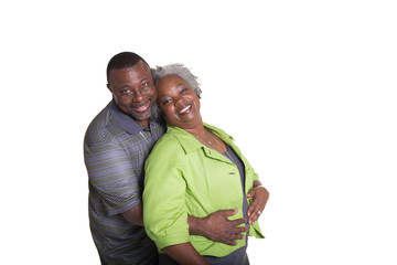 Portrait of an older couple standing close