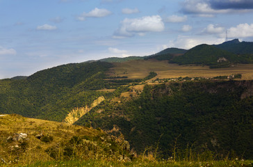 Fototapeta na wymiar Mountains close to Taskim canyon in Armenia. Mountains near ropeway 