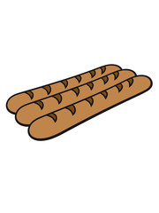 3 baguette sausage wienerwurst Grillwurst