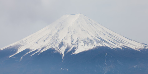 Top of Mountain Fuji with snow in winter season