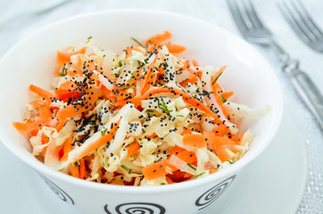 pe-tsai cabbage salad with carrot, dill and poppy seed
