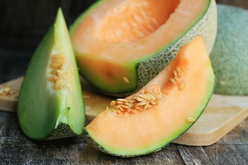 mix fresh green and orange melon