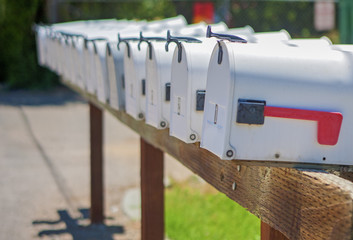 Line of the American Post Office Boxes Outside