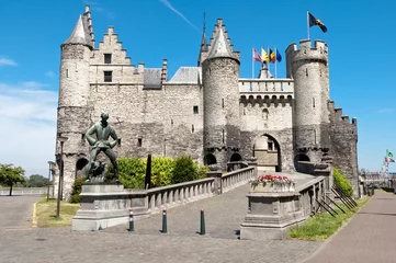 Fotobehang Stone Castle in Antwerp, Belgium © TasfotoNL