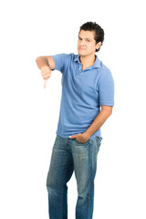 Stoic Emotionless Hispanic Male Thumb Down Full V