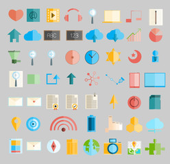 Social network with media icons, vector illustration
